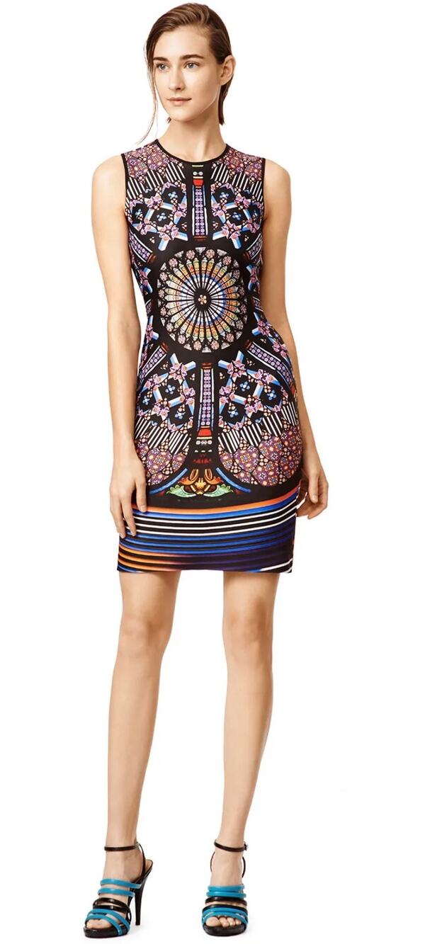 Clover Caynon Stained Glass Scuba Sheath Dress Multicolor Size Medium